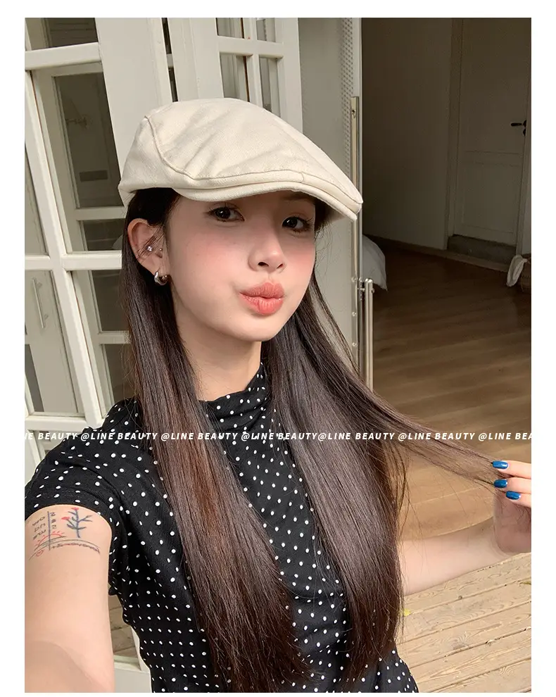 Black British Style Reversible Beret for Women — feature 26