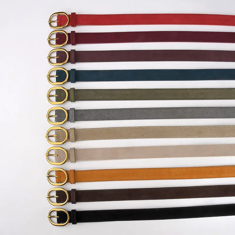 Vintage Frosted Leather Belt with Gold Pin Buckle - Image 15