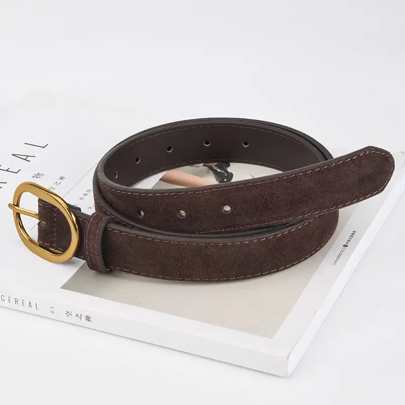 Vintage Frosted Leather Belt with Gold Pin Buckle - Image 16
