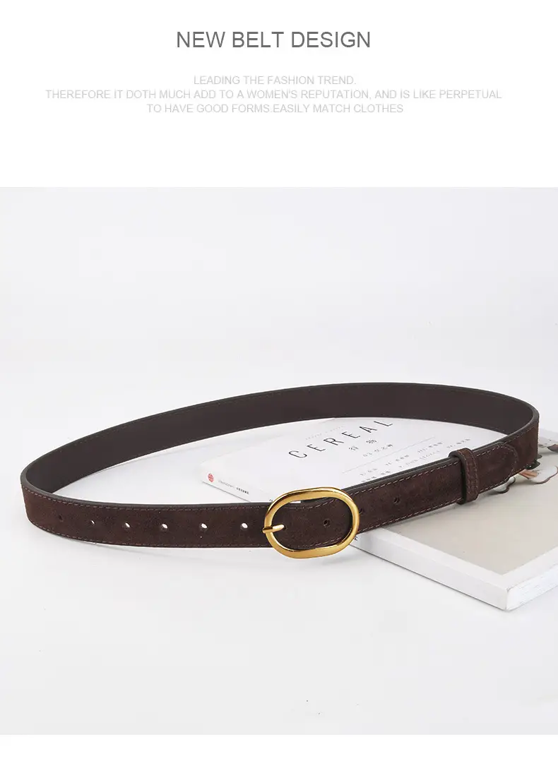 Vintage Frosted Leather Belt with Gold Pin Buckle — feature 11