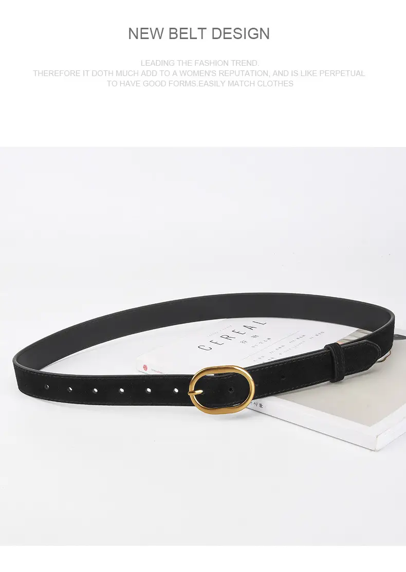 Vintage Frosted Leather Belt with Gold Pin Buckle — feature 12