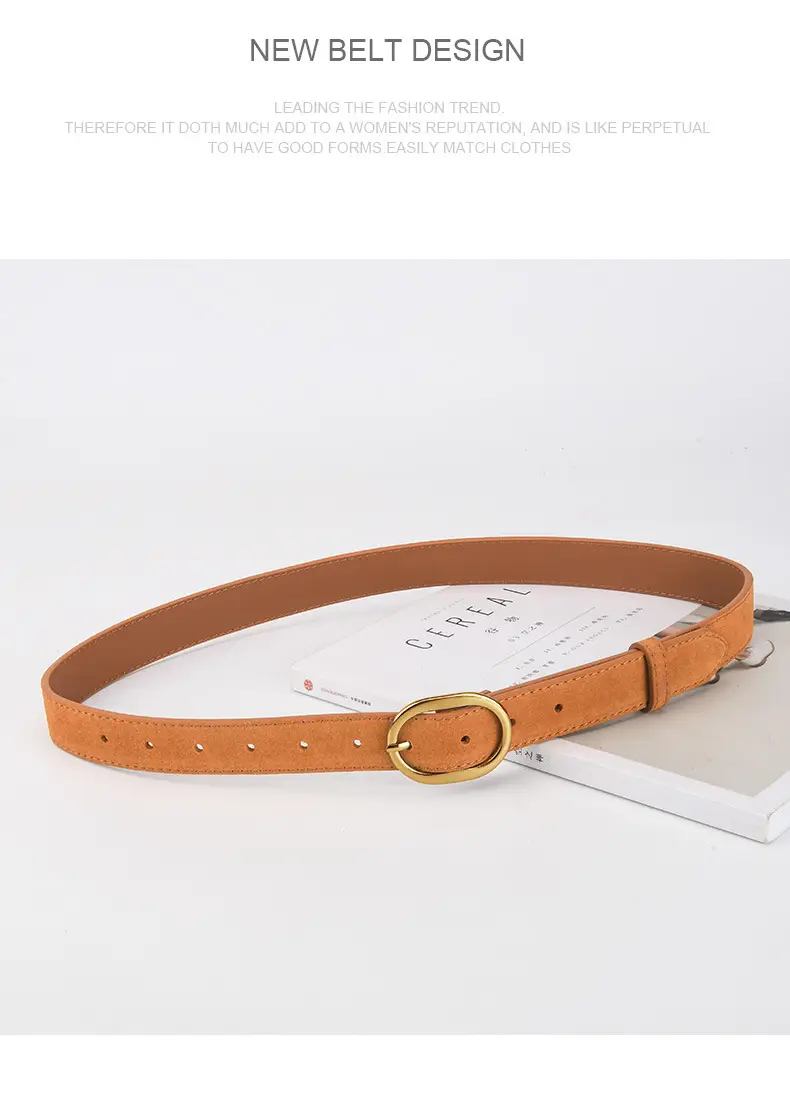 Vintage Frosted Leather Belt with Gold Pin Buckle — feature 13