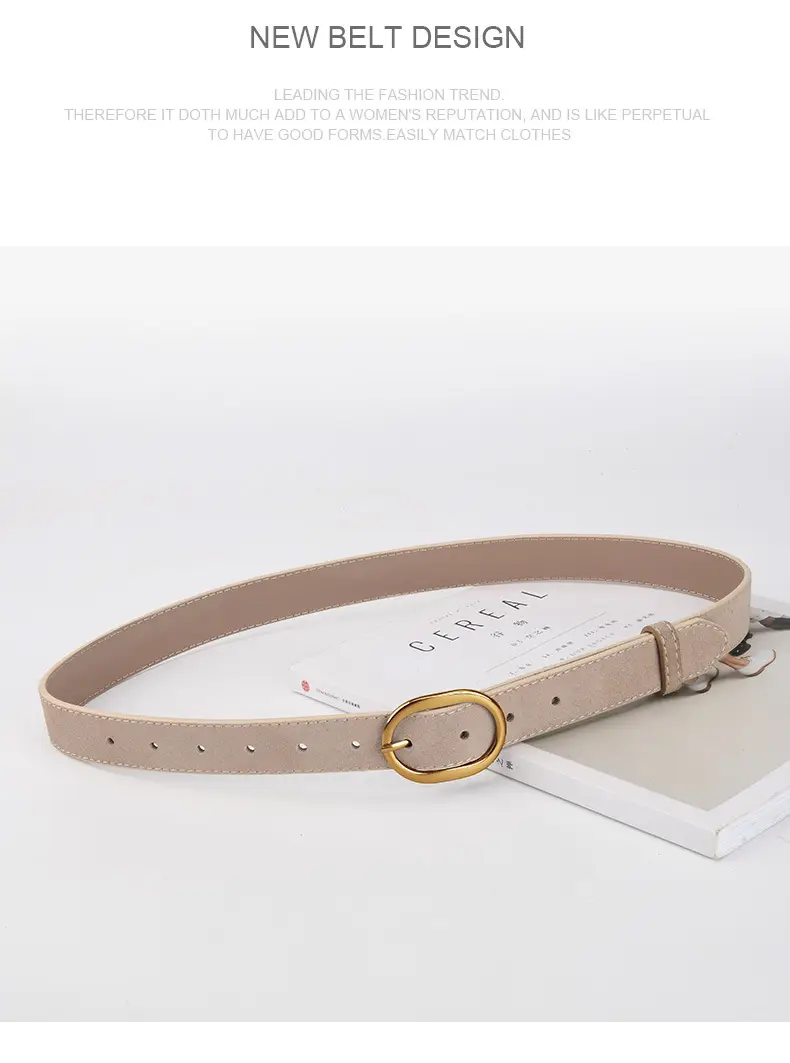 Vintage Frosted Leather Belt with Gold Pin Buckle — feature 14