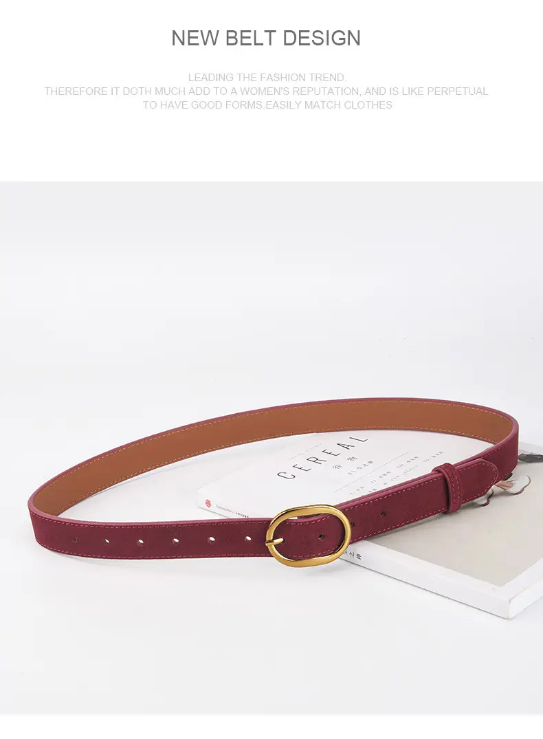 Vintage Frosted Leather Belt with Gold Pin Buckle — feature 15