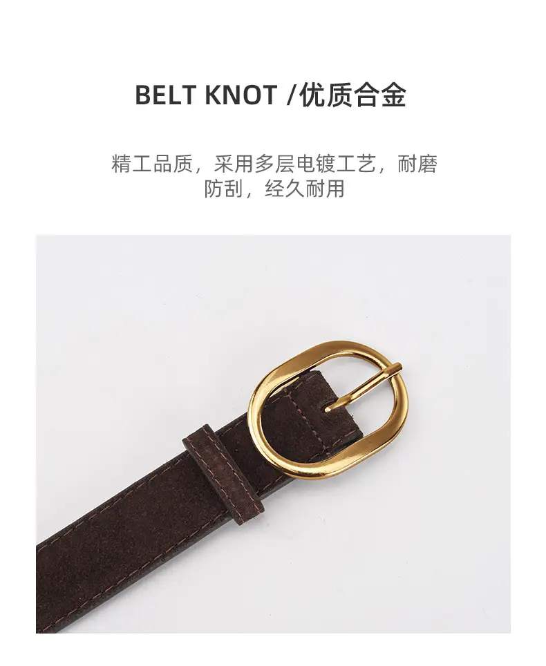 Vintage Frosted Leather Belt with Gold Pin Buckle — feature 6