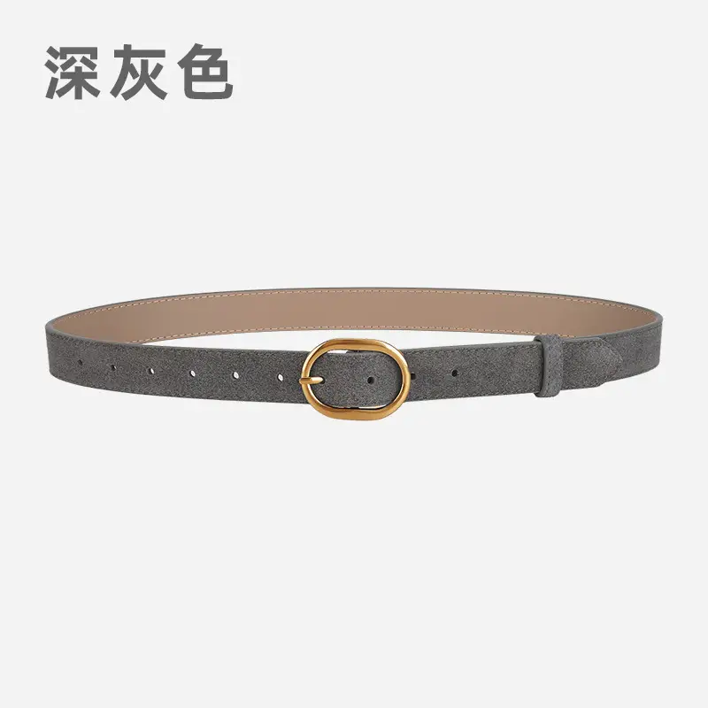 Vintage Frosted Leather Belt with Gold Pin Buckle - Image 10