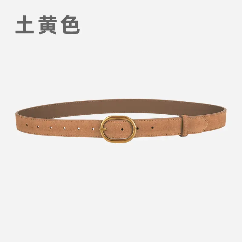 Vintage Frosted Leather Belt with Gold Pin Buckle - Image 11
