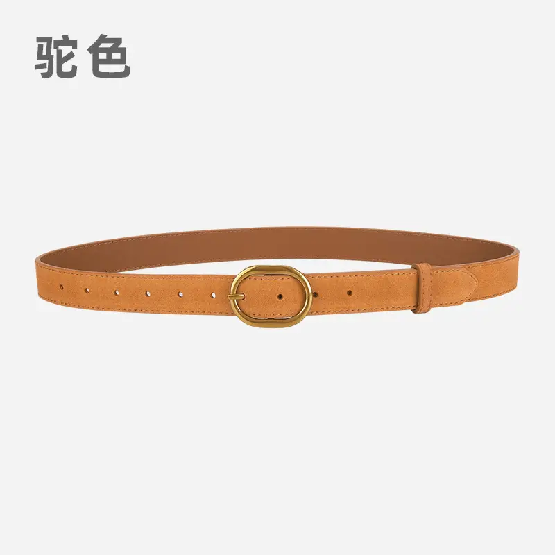Vintage Frosted Leather Belt with Gold Pin Buckle - Image 12