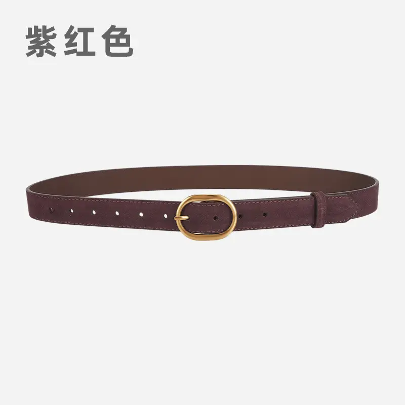 Vintage Frosted Leather Belt with Gold Pin Buckle - Image 13
