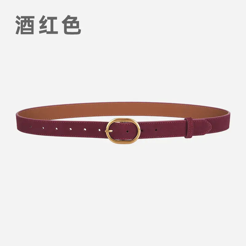 Vintage Frosted Leather Belt with Gold Pin Buckle - Image 4