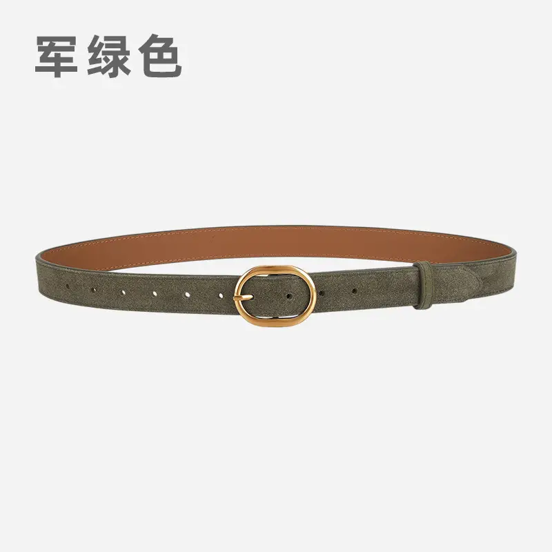 Vintage Frosted Leather Belt with Gold Pin Buckle - Image 5