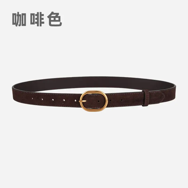 Vintage Frosted Leather Belt with Gold Pin Buckle - Image 6