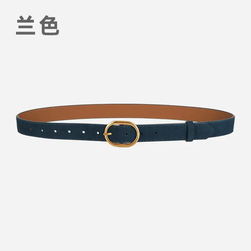Vintage Frosted Leather Belt with Gold Pin Buckle - Image 7