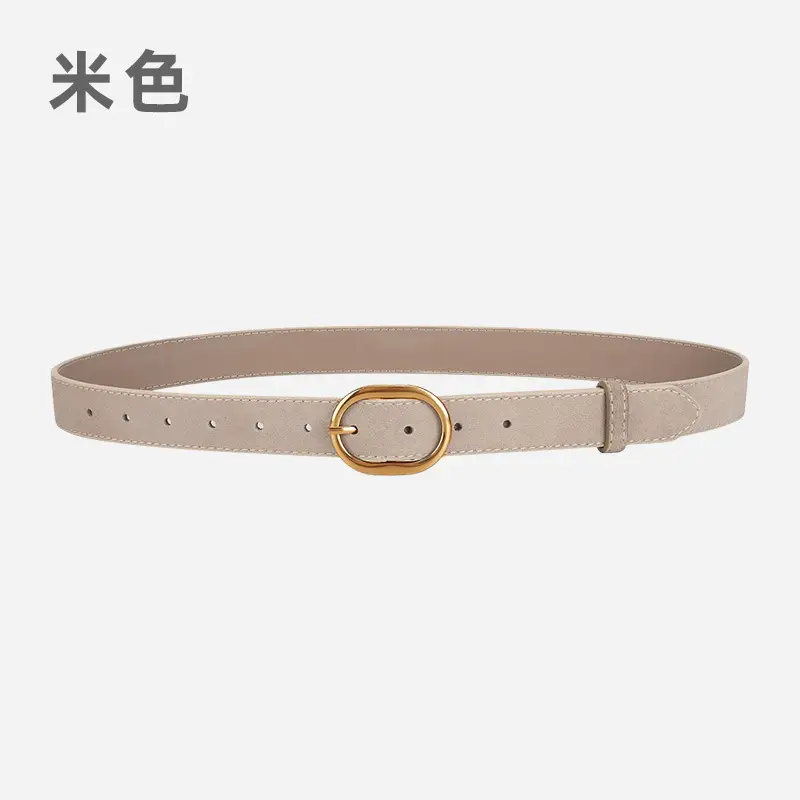 Vintage Frosted Leather Belt with Gold Pin Buckle - Image 8