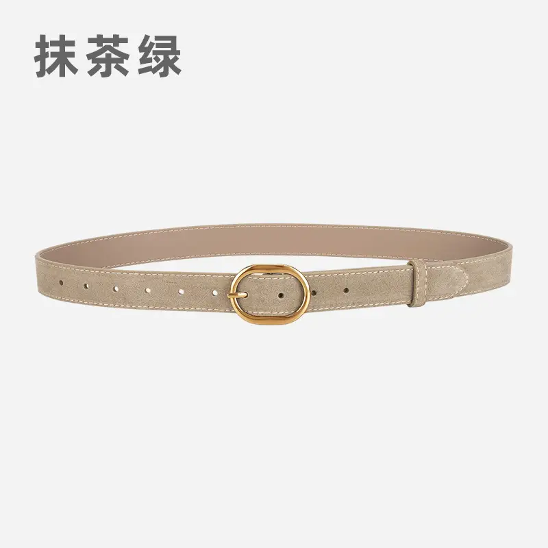 Vintage Frosted Leather Belt with Gold Pin Buckle - Image 9