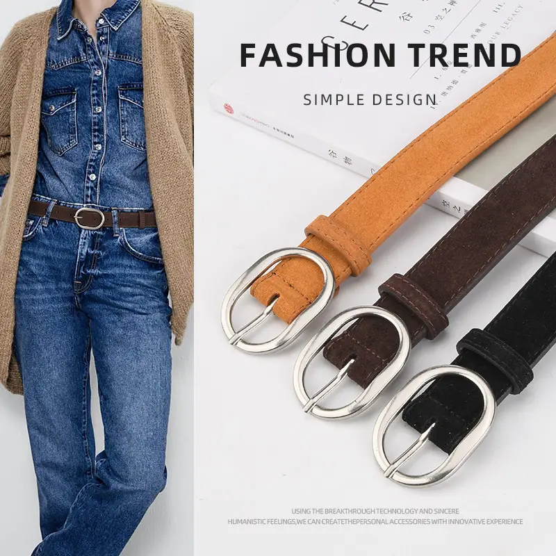 Black Freted Leather Belt for Women - Image 14