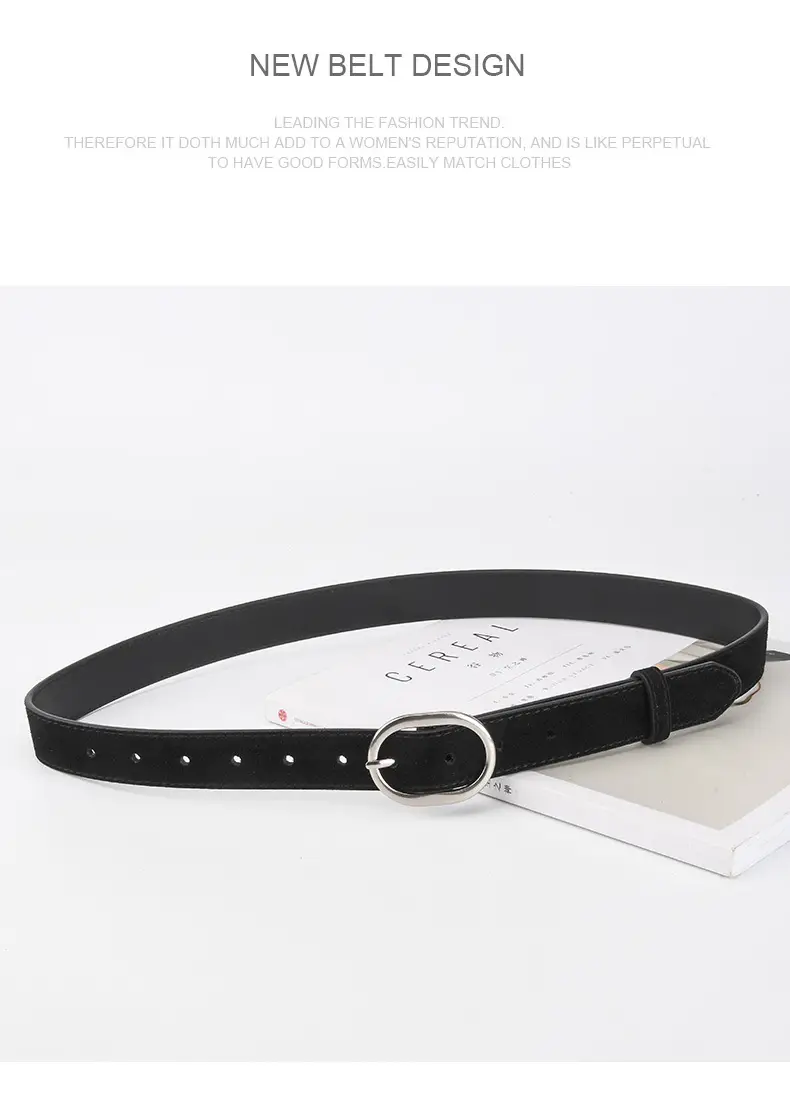 Black Freted Leather Belt for Women — feature 12