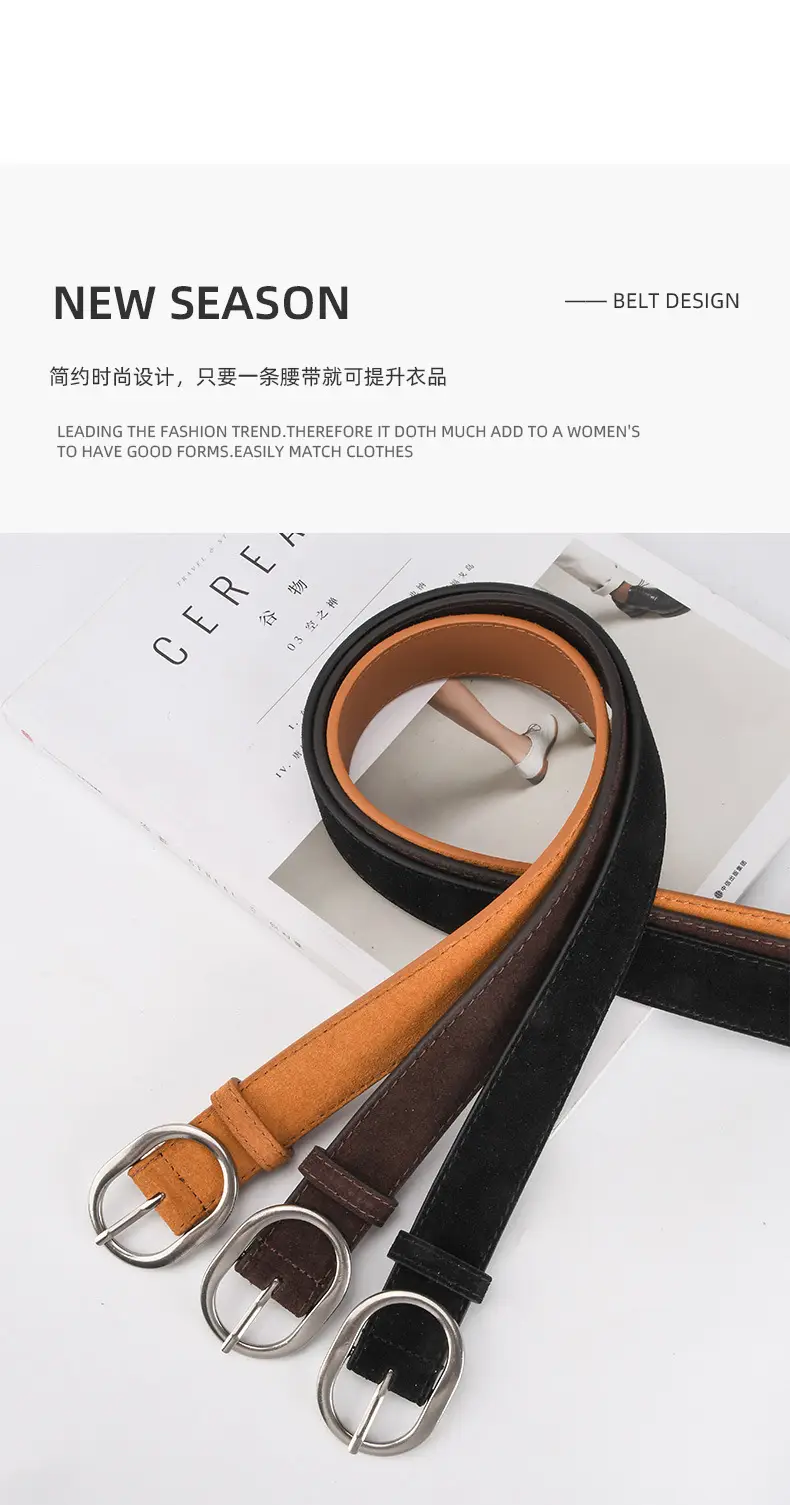 Black Freted Leather Belt for Women — feature 4