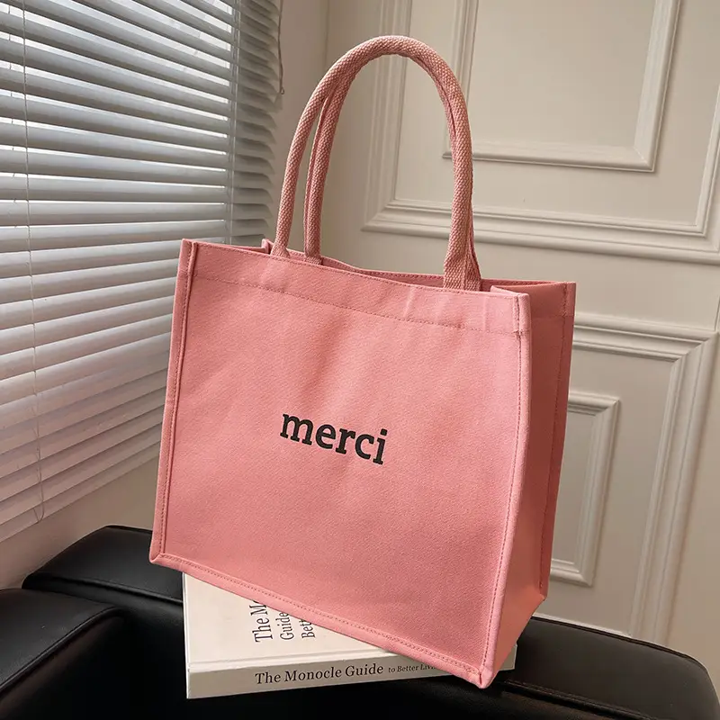 Women Canvas Tote Bag Pink Large Capacity 2024 - Image 11
