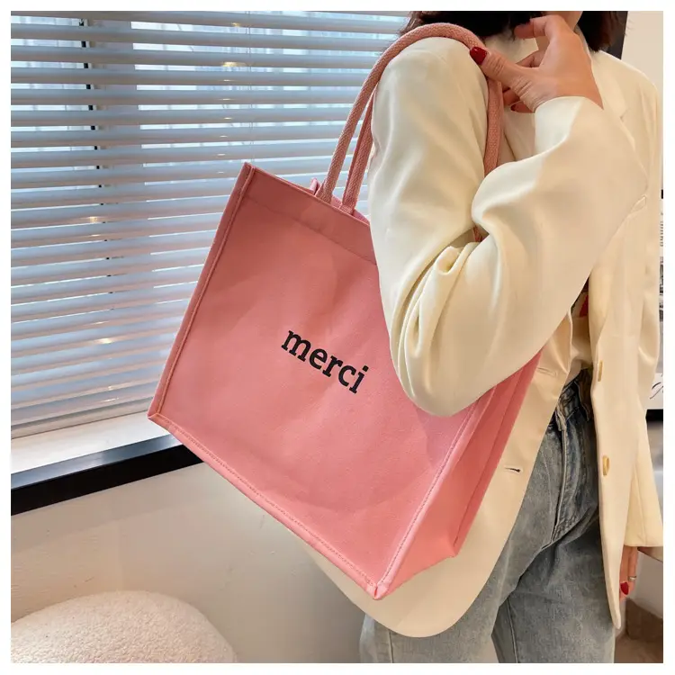 Women Canvas Tote Bag Pink Large Capacity 2024 — feature 17