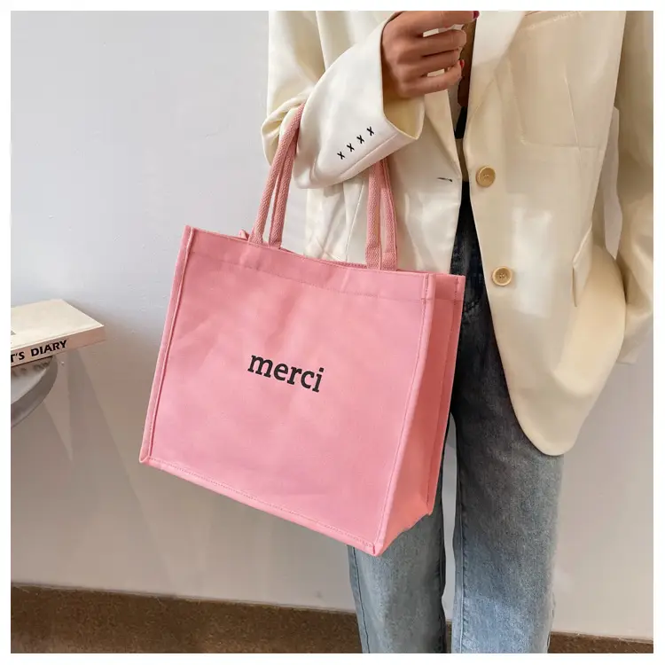 Women Canvas Tote Bag Pink Large Capacity 2024 — feature 7