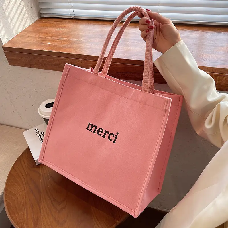 Women Canvas Tote Bag Pink Large Capacity 2024 - Image 4