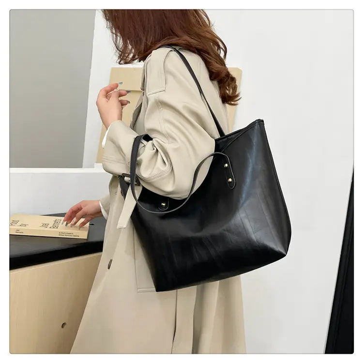Large Capacity Women's Black Tote Bag Shoulder Bag — feature 17