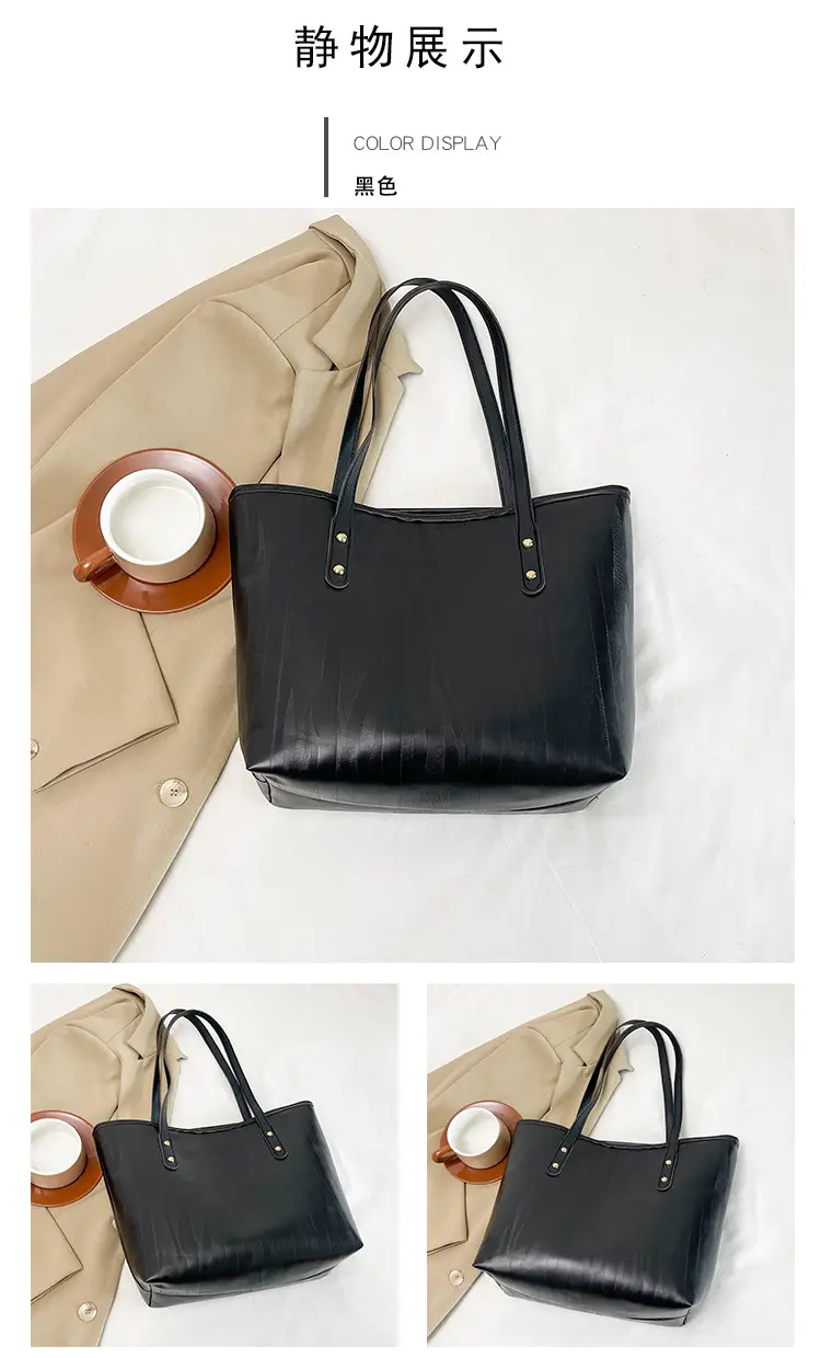 Large Capacity Women's Black Tote Bag Shoulder Bag — feature 27