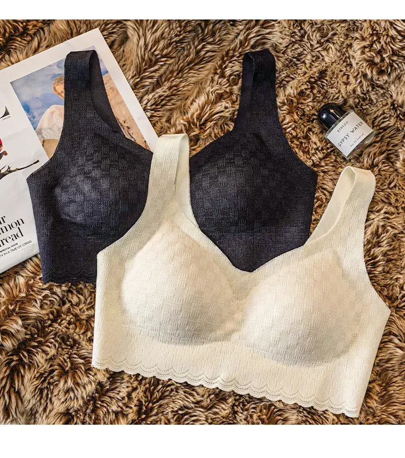 Women's Seamless V-Neck Bra Cream White Large — feature 10