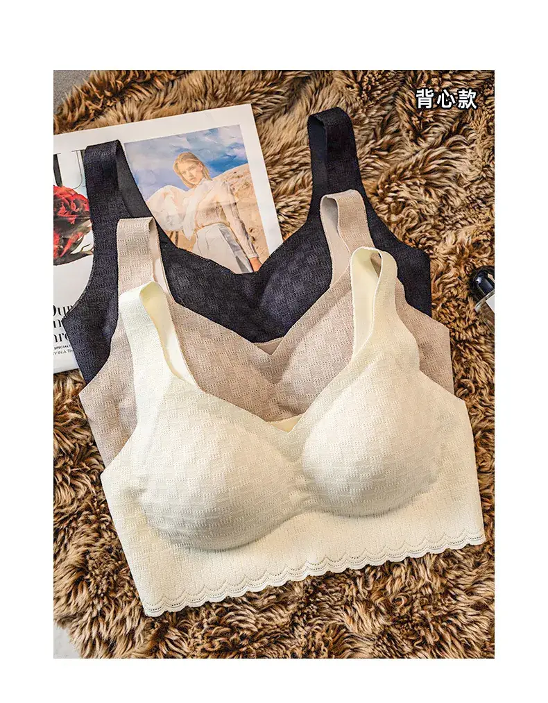 Women's Seamless V-Neck Bra Cream White Large — feature 13