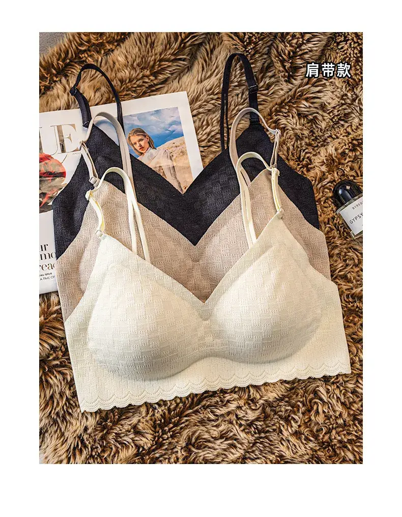 Women's Seamless V-Neck Bra Cream White Large — feature 14