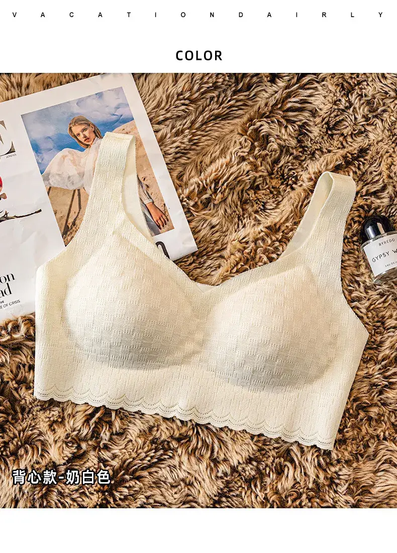 Women's Seamless V-Neck Bra Cream White Large — feature 16