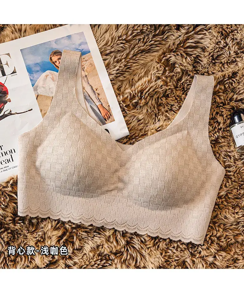 Women's Seamless V-Neck Bra Cream White Large — feature 17