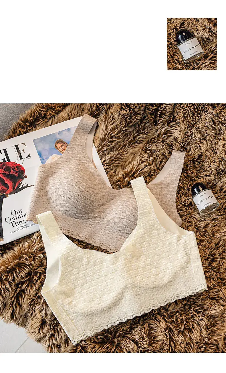 Women's Seamless V-Neck Bra Cream White Large — feature 2