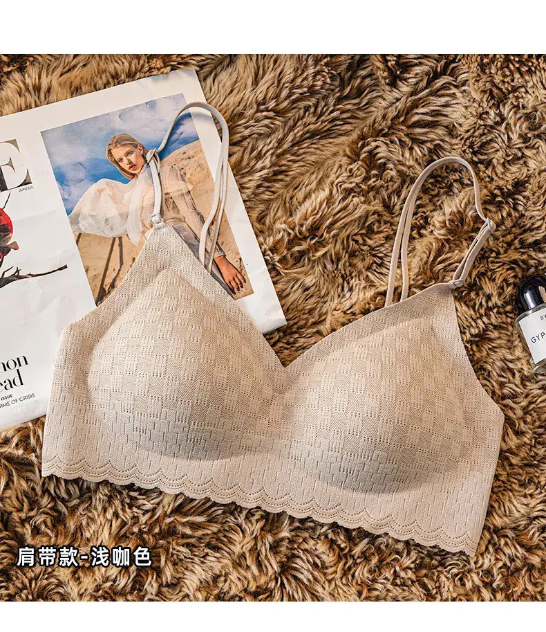 Women's Seamless V-Neck Bra Cream White Large — feature 20