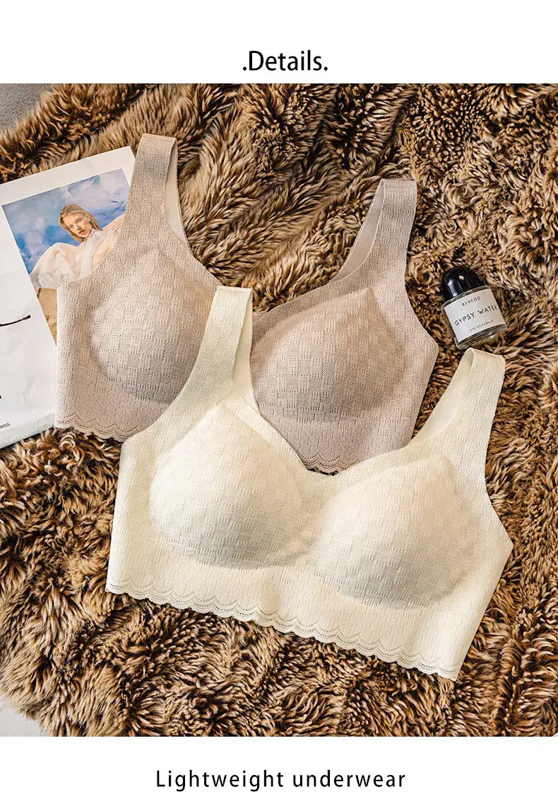 Women's Seamless V-Neck Bra Cream White Large — feature 3