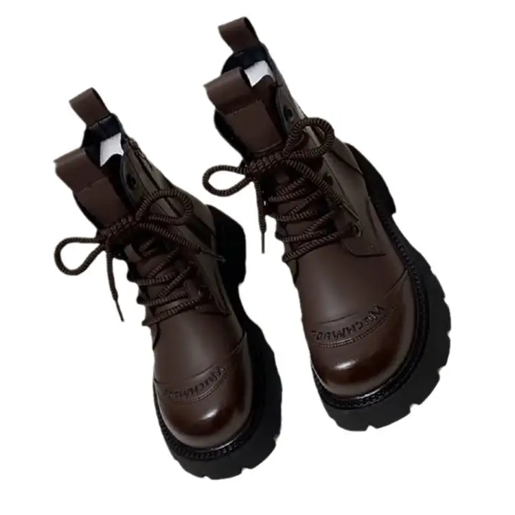 Black Leather Women's Martin Boots 2024 Winter All Match - Image 9