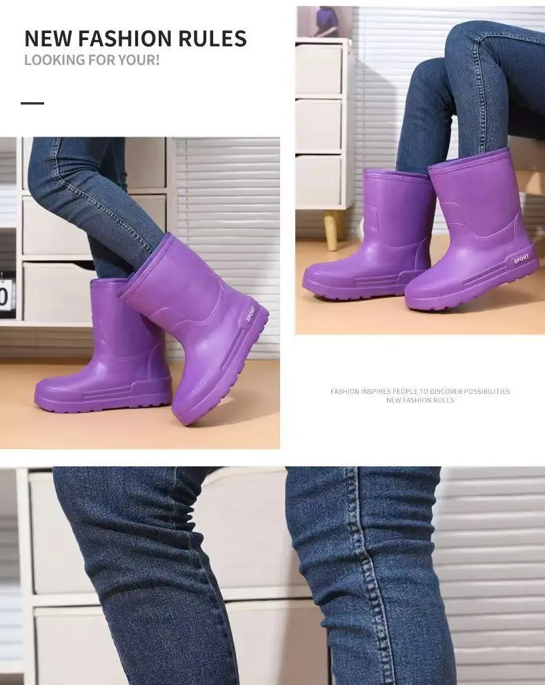 2023 Winter fleece-lined Fishing Shoes Waterproof Snow Rain Shoes Non-slip High Kitchen EVA Warm Boots Lightweight Non-slip — feature 14