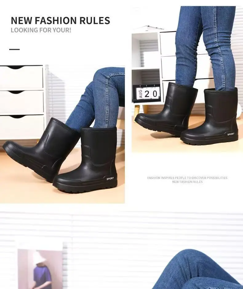 2023 Winter fleece-lined Fishing Shoes Waterproof Snow Rain Shoes Non-slip High Kitchen EVA Warm Boots Lightweight Non-slip — feature 16