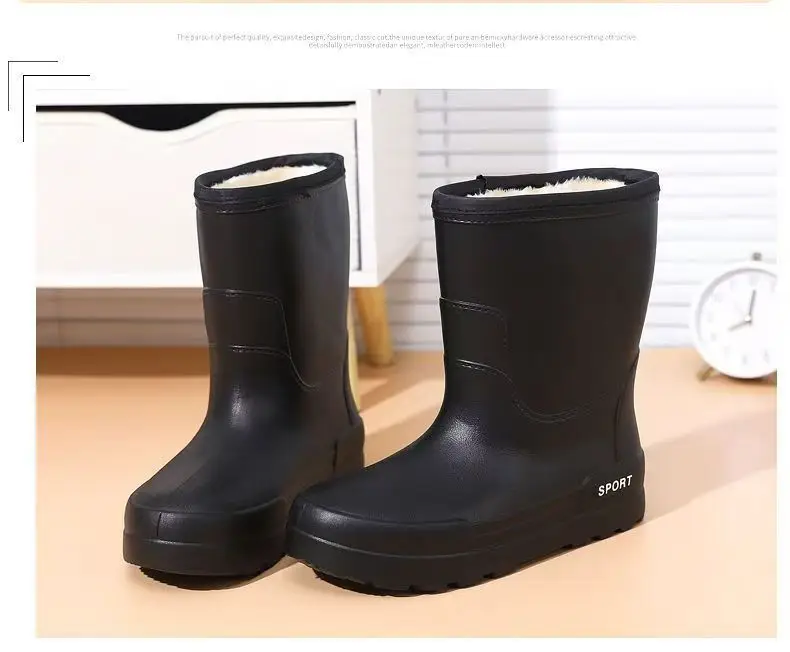 2023 Winter fleece-lined Fishing Shoes Waterproof Snow Rain Shoes Non-slip High Kitchen EVA Warm Boots Lightweight Non-slip — feature 18
