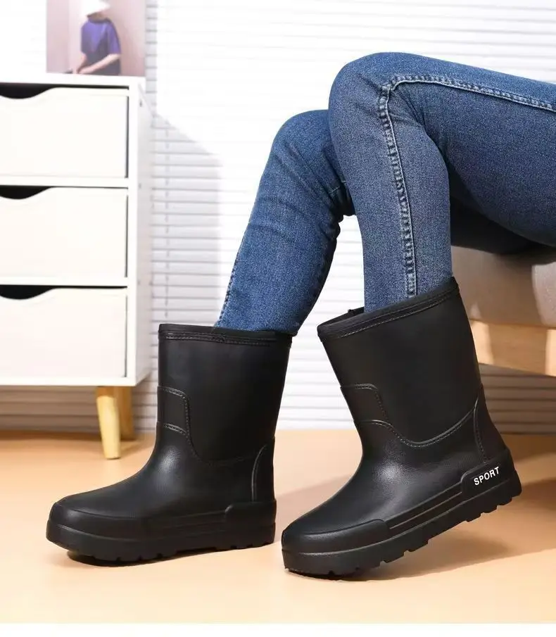 2023 Winter fleece-lined Fishing Shoes Waterproof Snow Rain Shoes Non-slip High Kitchen EVA Warm Boots Lightweight Non-slip — feature 19