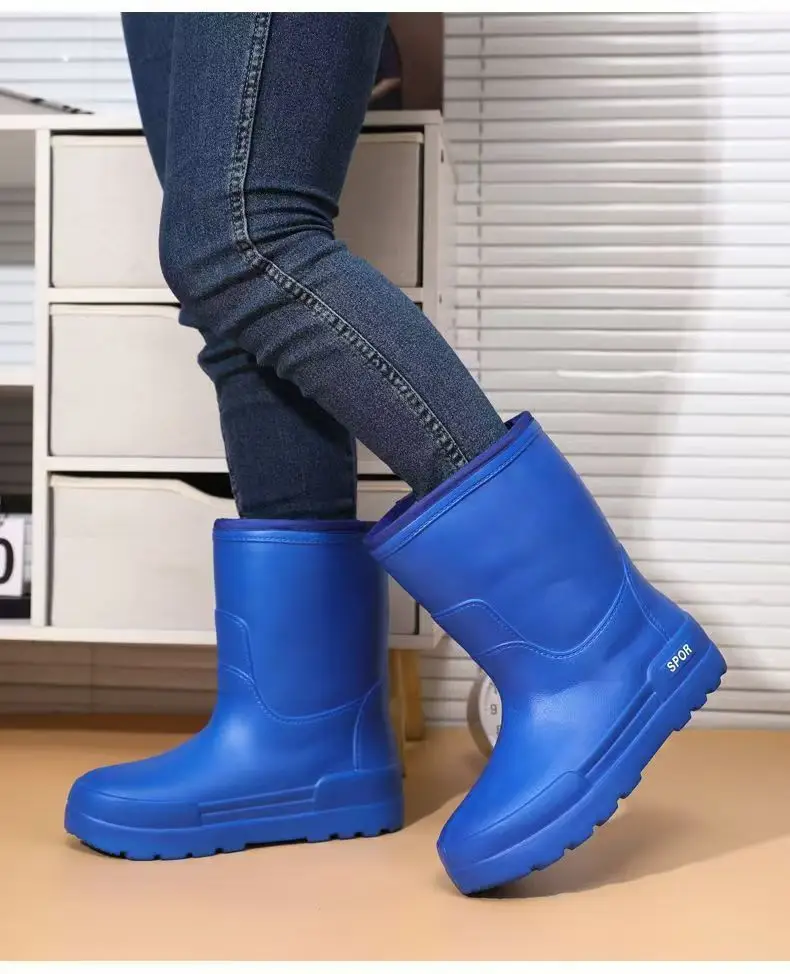 2023 Winter fleece-lined Fishing Shoes Waterproof Snow Rain Shoes Non-slip High Kitchen EVA Warm Boots Lightweight Non-slip — feature 22
