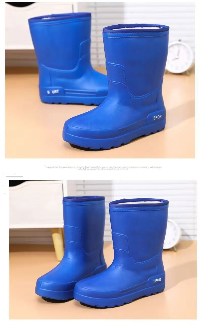 2023 Winter fleece-lined Fishing Shoes Waterproof Snow Rain Shoes Non-slip High Kitchen EVA Warm Boots Lightweight Non-slip — feature 24