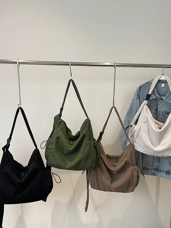 Green Corduroy Crossbody Bag for Women Large Capacity - Image 8