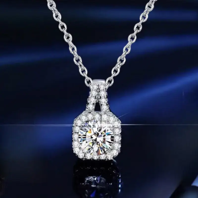High-End Square Diamond Pendant Earrings for Women - Image 3