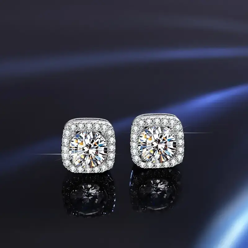 High-End Square Diamond Pendant Earrings for Women - Image 2