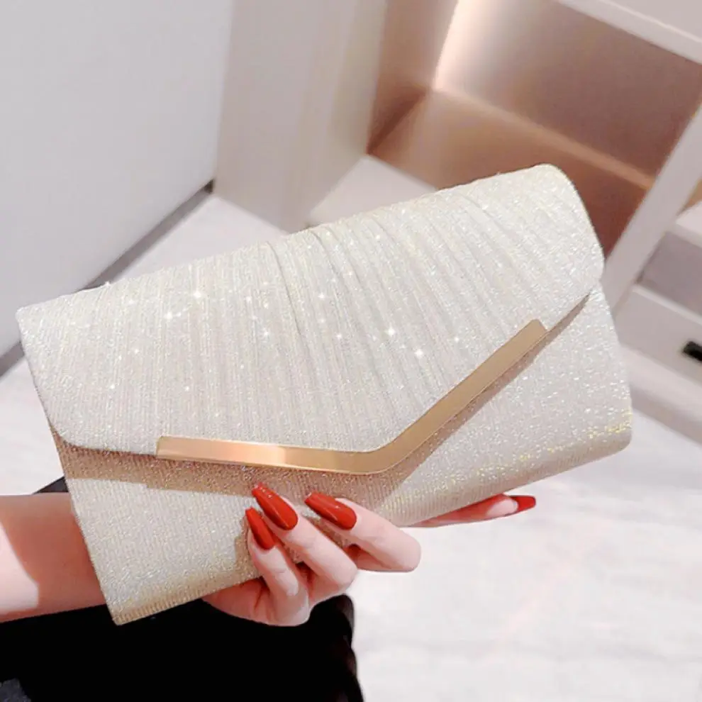 New Shiny Pleated Large Capacity Handbag Princess Bag Crossbody Bag Evening Bag Gift Bag KTV Handbag Small — feature 12