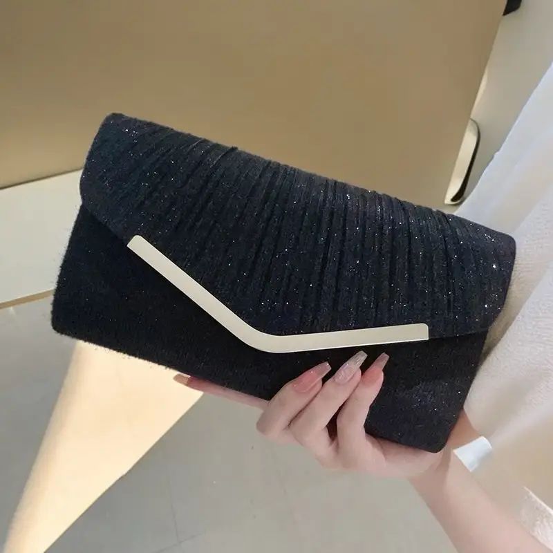 New Shiny Pleated Large Capacity Handbag Princess Bag Crossbody Bag Evening Bag Gift Bag KTV Handbag Small — feature 7