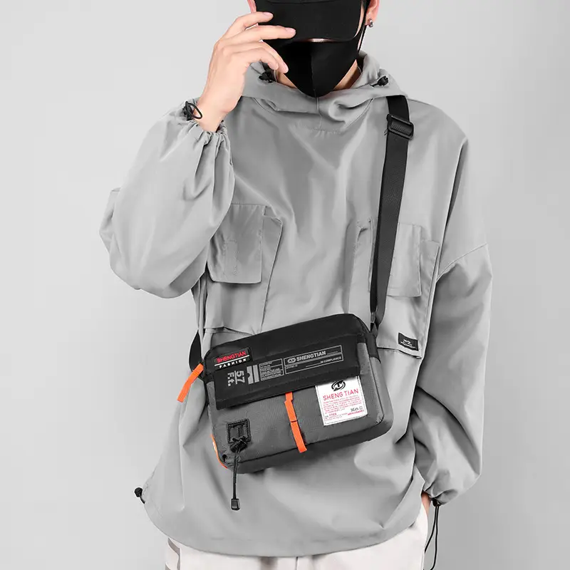 Men's Korean Style Waterproof Crossbody Bag Blue Orange - Image 7
