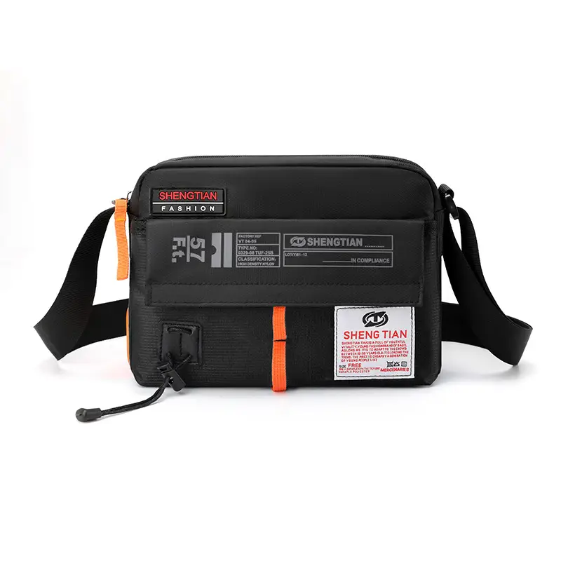 Men's Korean Style Waterproof Crossbody Bag Blue Orange - Image 11